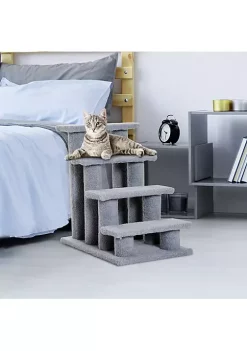Wholesale 🤩 PawHut 25" 4 Step Multi Level Carpeted Cat Scratching Post Pet Stairs Grey 👍 -Cheap PawHut Store Belk 913