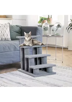 Wholesale 🤩 PawHut 25" 4 Step Multi Level Carpeted Cat Scratching Post Pet Stairs Grey 👍 -Cheap PawHut Store Belk 914