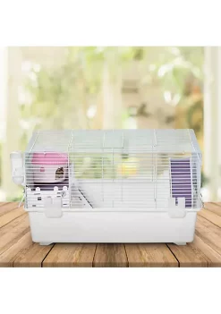 Best deal 🥰 PawHut 2 Tier Hamster Cage Gerbil Haven Multi Storey Rodent House Small Animal Habitat with Water Bottle Excise Wheel Ladder Hut White 🧨 -Cheap PawHut Store Belk 918