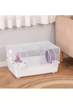Best deal 🥰 PawHut 2 Tier Hamster Cage Gerbil Haven Multi Storey Rodent House Small Animal Habitat with Water Bottle Excise Wheel Ladder Hut White 🧨 -Cheap PawHut Store Belk 919