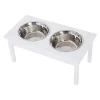 Flash Sale 👍 PawHut 23” Wooden Heavy Duty 🦮 Dog Food Bowls Pet Elevated Feeding Station White 🥰 -Cheap PawHut Store Belk 921