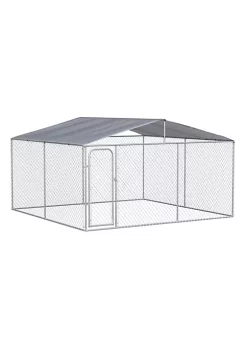 Outlet 🥰 PawHut 🐕 Dog Kennel Heavy Duty Playpen with Galvanized Steel Secure Lock Mesh Sidewalls and Waterproof Cover for Backyard and Patio 13' x 13' x 7' 🔥