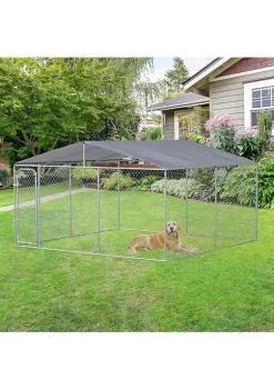 Outlet 🥰 PawHut 🐕 Dog Kennel Heavy Duty Playpen with Galvanized Steel Secure Lock Mesh Sidewalls and Waterproof Cover for Backyard and Patio 13' x 13' x 7' 🔥 -Cheap PawHut Store Belk 949