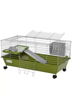 Brand new 🤩 PawHut 35" Small Animal Cage Chinchilla Guinea Pig Hutch Pet House with Platform Ramp Food Dish Wheels and Water Bottle 🌟