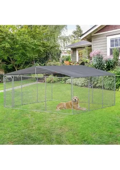 Outlet 🎉 PawHut 🐕 Dog Kennel Heavy Duty Playpen with Galvanized Steel Secure Lock Mesh Sidewalls and Waterproof Cover for Backyard and Patio 15' x 15' x 7' 🌟 -Cheap PawHut Store Belk 954