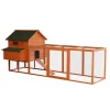 Coupon 💯 PawHut 137" Chicken Coop Wooden Large Chicken House Deluxe Rabbit Hutch Lockable Poultry Hen Cage Backyard with Nesting Box and Run Orange ❤️ -Cheap PawHut Store Belk 956