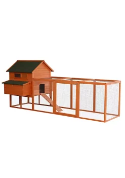 Coupon 💯 PawHut 137" Chicken Coop Wooden Large Chicken House Deluxe Rabbit Hutch Lockable Poultry Hen Cage Backyard with Nesting Box and Run Orange ❤️ -Cheap PawHut Store Belk 958