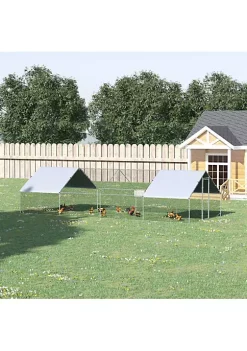 Cheap ✔️ PawHut Galvanized Metal Chicken Coop Cage Walk In Poultry Playpen with Cover and Lockable Door for Outdoor Backyard 10' x 26' x 6' Silver ❤️ -Cheap PawHut Store Belk 984