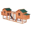 Best Sale 🤩 PawHut 124" Dual Chicken Coop Wooden Large Chicken House Rabbit Hutch Hen Poultry Cage Backyard with Outdoor Ramps and Nesting Boxes 😀 -Cheap PawHut Store Belk 986