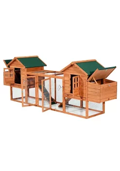 Best Sale 🤩 PawHut 124" Dual Chicken Coop Wooden Large Chicken House Rabbit Hutch Hen Poultry Cage Backyard with Outdoor Ramps and Nesting Boxes 😀 -Cheap PawHut Store Belk 988
