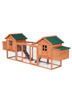 Best Sale 🤩 PawHut 124" Dual Chicken Coop Wooden Large Chicken House Rabbit Hutch Hen Poultry Cage Backyard with Outdoor Ramps and Nesting Boxes 😀 -Cheap PawHut Store Belk 990