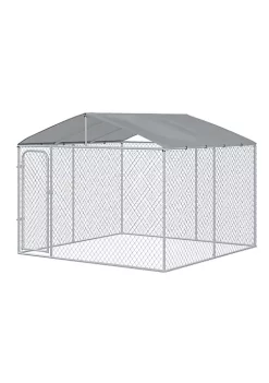 Wholesale 🥰 PawHut 🐕 Dog Kennel Heavy Duty Playpen with Galvanized Steel Secure Lock Mesh Sidewalls and Waterproof Cover for Backyard and Patio 10' x 10' x 7.6' ⌛ -Cheap PawHut Store Belk 993